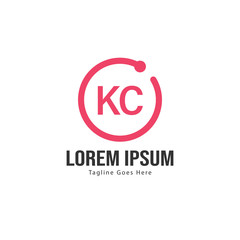 Initial KC logo template with modern frame. Minimalist KC letter logo vector illustration