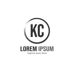 Initial KC logo template with modern frame. Minimalist KC letter logo vector illustration