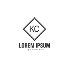 Initial KC logo template with modern frame. Minimalist KC letter logo vector illustration