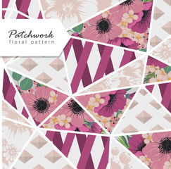 Abstract patchwork with flowers