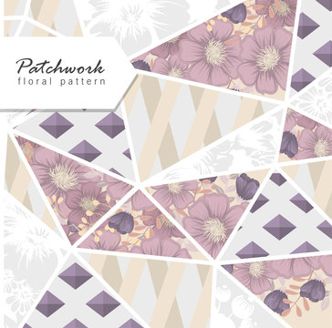 Abstract patchwork with flowers © Doodle flower