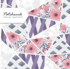 Obraz premium Abstract patchwork with flowers
