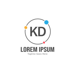 Initial KD logo template with modern frame. Minimalist KD letter logo vector illustration