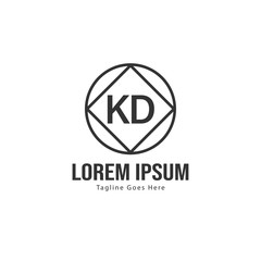 Initial KD logo template with modern frame. Minimalist KD letter logo vector illustration