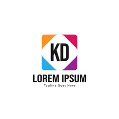 Initial KD logo template with modern frame. Minimalist KD letter logo vector illustration