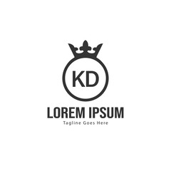 Initial KD logo template with modern frame. Minimalist KD letter logo vector illustration