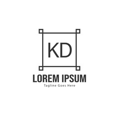 Initial KD logo template with modern frame. Minimalist KD letter logo vector illustration