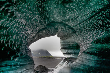 green ice cave in iceland