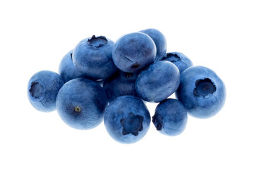 Pile of blueberry isolated on white background.