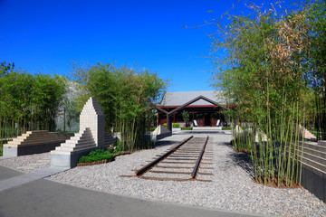 China's modern architectural scenery in a park