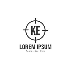 Initial KE logo template with modern frame. Minimalist KE letter logo vector illustration