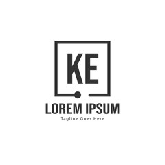 Obraz premium Initial KE logo template with modern frame. Minimalist KE letter logo vector illustration