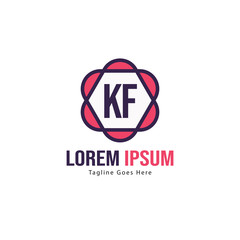 Fototapeta premium Initial KF logo template with modern frame. Minimalist KF letter logo vector illustration