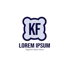 Initial KF logo template with modern frame. Minimalist KF letter logo vector illustration