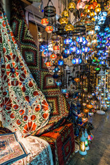 Typical colorful lamps for sale at Istanbul Grand Bazaar, Turkey