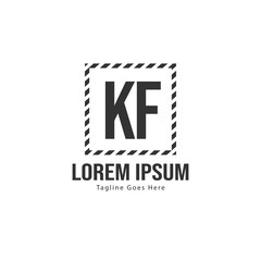 Initial KF logo template with modern frame. Minimalist KF letter logo vector illustration