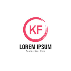 Initial KF logo template with modern frame. Minimalist KF letter logo vector illustration
