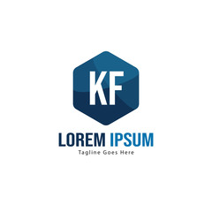 Initial KF logo template with modern frame. Minimalist KF letter logo vector illustration