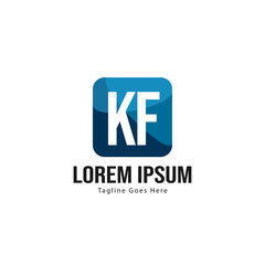 Initial KF logo template with modern frame. Minimalist KF letter logo vector illustration