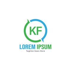 Initial KF logo template with modern frame. Minimalist KF letter logo vector illustration
