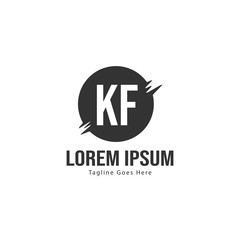 Initial KF logo template with modern frame. Minimalist KF letter logo vector illustration