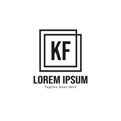 Initial KF logo template with modern frame. Minimalist KF letter logo vector illustration