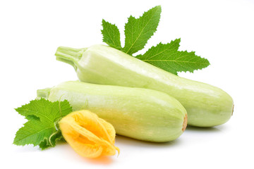 Fresh zucchini on a white background