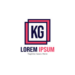 Obraz premium Initial KG logo template with modern frame. Minimalist KG letter logo vector illustration