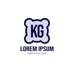 Initial KG logo template with modern frame. Minimalist KG letter logo vector illustration