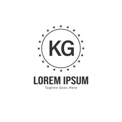 Initial KG logo template with modern frame. Minimalist KG letter logo vector illustration