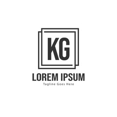 Initial KG logo template with modern frame. Minimalist KG letter logo vector illustration