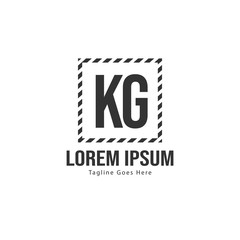 Initial KG logo template with modern frame. Minimalist KG letter logo vector illustration