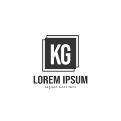 Initial KG logo template with modern frame. Minimalist KG letter logo vector illustration