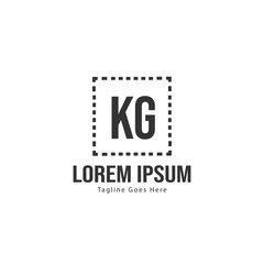 Initial KG logo template with modern frame. Minimalist KG letter logo vector illustration
