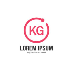 Initial KG logo template with modern frame. Minimalist KG letter logo vector illustration