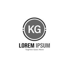 Initial KG logo template with modern frame. Minimalist KG letter logo vector illustration