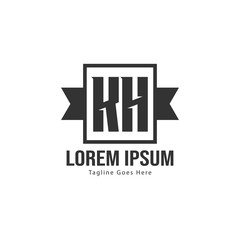 Initial KH logo template with modern frame. Minimalist KH letter logo vector illustration