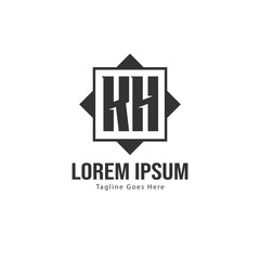 Initial KH logo template with modern frame. Minimalist KH letter logo vector illustration
