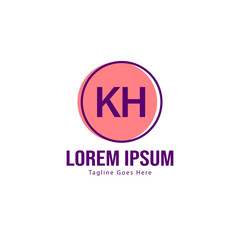 Obraz premium Initial KH logo template with modern frame. Minimalist KH letter logo vector illustration