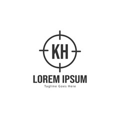Initial KH logo template with modern frame. Minimalist KH letter logo vector illustration