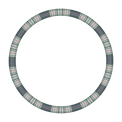 Round frame vector vintage pattern design template. Circle border designs plaid fabric texture. Scottish tartan background for collage art, gif card, handmade crafts.