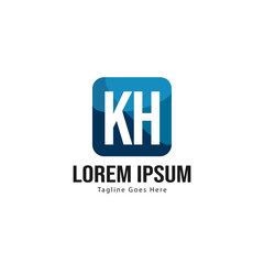Initial KH logo template with modern frame. Minimalist KH letter logo vector illustration