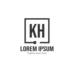 Initial KH logo template with modern frame. Minimalist KH letter logo vector illustration