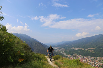 Mountain biker on the Lake Maggiore (Lago Maggiore)