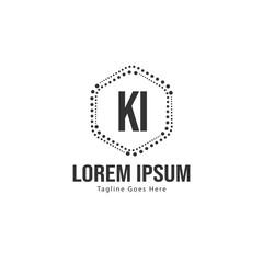 Initial KI logo template with modern frame. Minimalist KI letter logo vector illustration