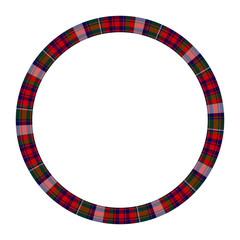 Round frame vector vintage pattern design template. Circle border designs plaid fabric texture. Scottish tartan background for collage art, gif card, handmade crafts.