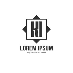 Initial KI logo template with modern frame. Minimalist KI letter logo vector illustration