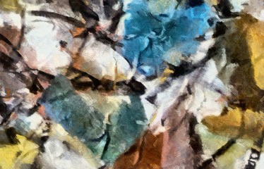 Weathered abstract grunge texture. Background with paint strokes and splashes. Pattern with dirty and blots elements. Retro oil style. Simple closeup template for graphic design