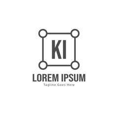 Initial KI logo template with modern frame. Minimalist KI letter logo vector illustration