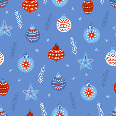 Christmas hand drawn seamless pattern. Vector illustration.